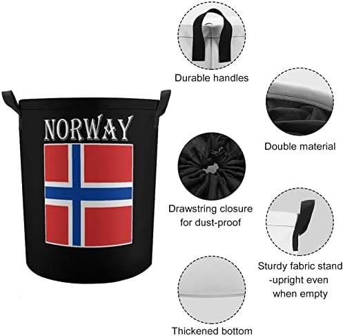 Флаг На Норвегия Голяма Кошница За Дрехи С Завязками, Водоустойчив Кошница За Дрехи, Сгъваема Кошница За Съхранение На Играчки,