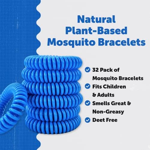 Гривни RiptGear с противомоскитной намотка - 32 опаковка Гривни против Комари за деца и възрастни, Гривна от насекоми,