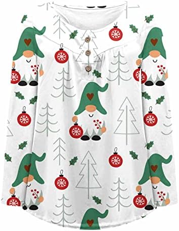 LMSXCT Дамски Коледна Ежедневна Туника, Блузи, които Могат да се Носят с Гамаши, Блузи Хенли с дълъг ръкав, Ризи с Дантела, Коледна тениска с Изображение