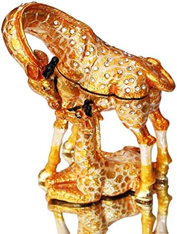 Waltz& F Ръчно Рисувани Емайл Жираф на майката и детето Декоративни Окачени Бижута Животно Кутия За Украшения