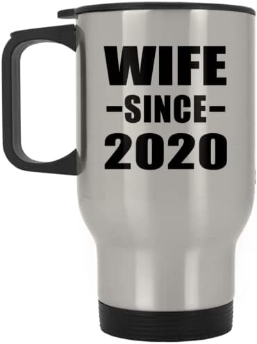 Designsify Wife С 2020 г., Сребърна Пътна Чаша 14 грама, на Изолиран Чаша от Неръждаема Стомана, Подаръци за