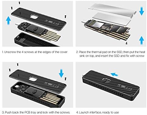ineo USB 3.2 Gen 2 Type-C Прибиращи корпус от въглеродни влакна на M. 2 NVMe SSD PCIe [C2590-NVMe]