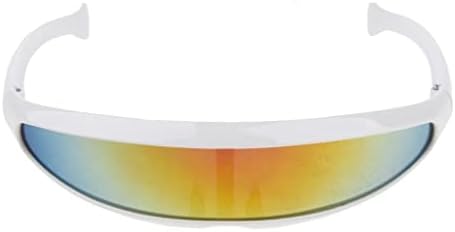 Футуристични Тесни Слънчеви Очила Cyclops, Космически Костюм Робот, Цветни Огледални Лещи (Цвят бял)