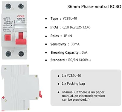 Автоматичен прекъсвач остатъчен ток SNKB 230V 50/60 Hz RCBO MCB 30 ma със защита от претоварване работен ток и изтичане