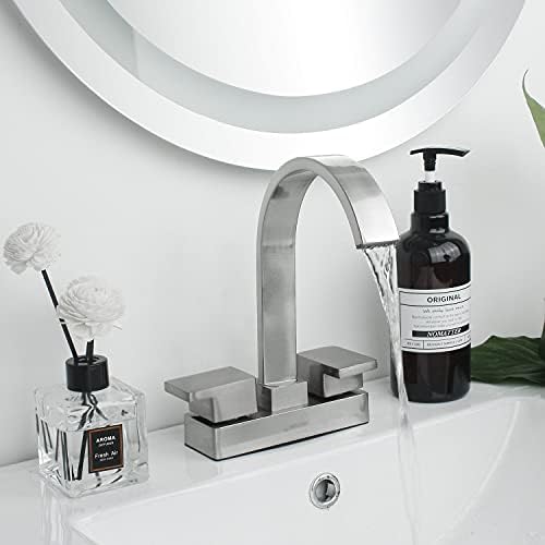Смесител за баня с Водопад SOLVEX с 2 Дръжки, 4-Инчов сензорен Смесител За мивка в центъра на Банята, Смесител
