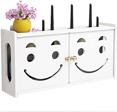 Кутия за съхранение на Wi-Fi Рутер Стенни Декоративна Стойка, Рафтове за да отрежете захранващия кабел ТВ-шкаф за