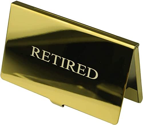 RXBC2011 Визитки за Пенсионери Забавен Подарък За пенсиониране (50 Бели Картони В Злато Огледален Корпус от Неръждаема Стомана)