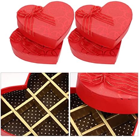 Подаръчни Кутии ULTNICE В Свети Валентин е във Формата На Сърце, 4ШТ Празна Картонена Кутия Контейнер За Шоколад Цвете