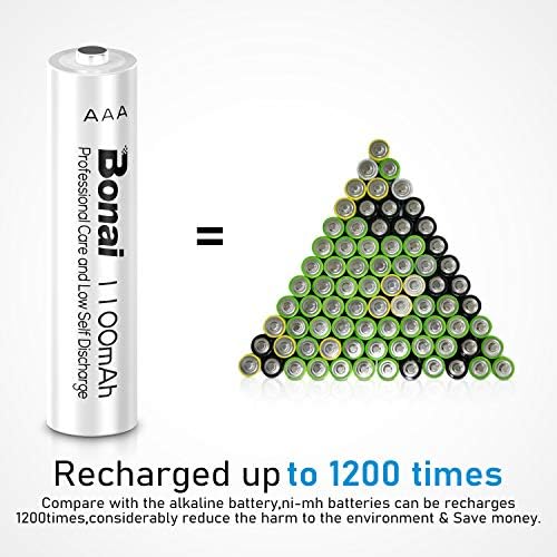BONAI 1100 mah AAA Акумулаторни Батерии, 24 опаковки 1,2 На Ni-MH батерии ААА с голям Капацитет - Triple a Batteries