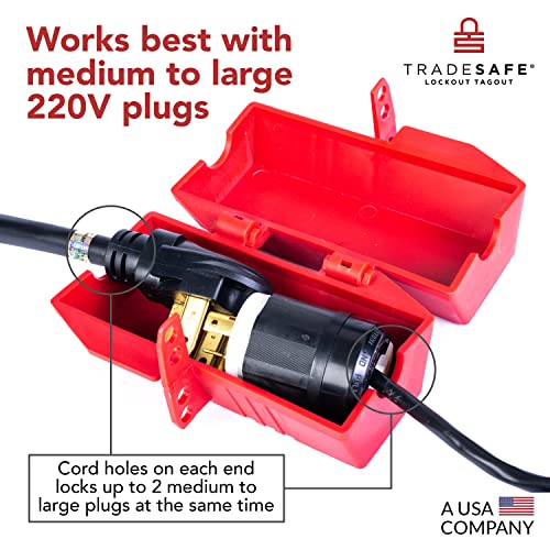 TRADESAFE Plug Lock for Lockout Tagout - Заключване на кабел за захранване на 220 Волта, заключване на голям електрически