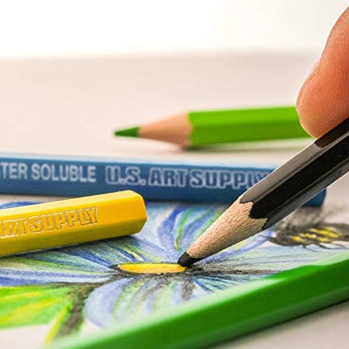 Набор от водоразтворими цветни моливи за рисуване акварел американската марка Art Supply от 48 теми с футляром за съхранение и носене с цип - пълен размер в 7-инчови цветн