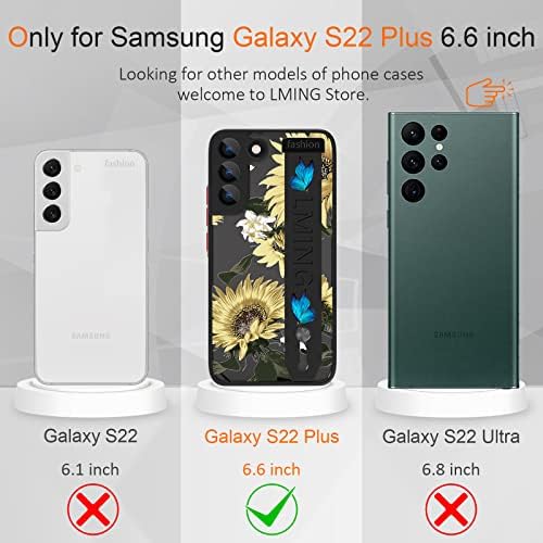 Калъф Lming за Samsung Galaxy S22 Plus с каишка на китката, стойка, калъф за телефон с гривната под формата на Слънчоглед,