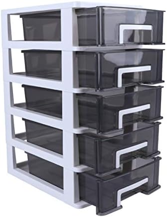 LIOOBO Штабелируемые Кутии За Съхранение Пятислойный Шкаф За съхранение на Многослоен Пластмасов Шкаф С Чекмедже