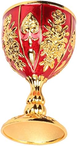 Златна купа, полиран в ретро стил, изящни цветя, с чаша за сводниците с височина 4 инча за парти (златисто-червен)