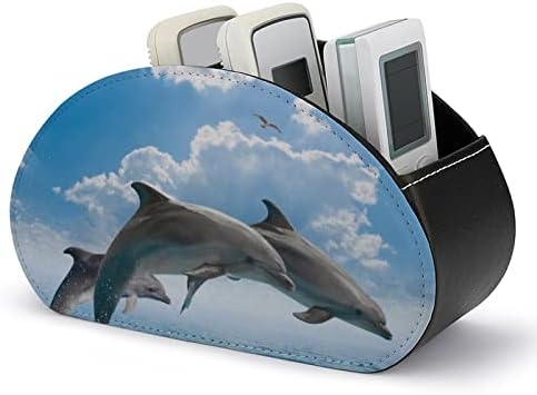 Морски делфините и китовете, притежателите на дистанционно управление за телевизора, модерен кожена кутия за съхранение, офис настолен органайзер с 5 отделения