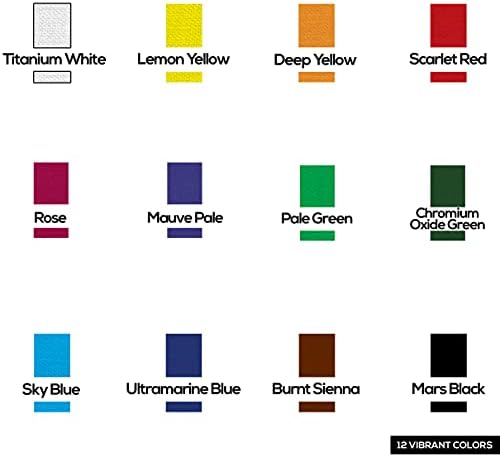 Комплект акрилни бои PAINTIFY - 12 Ярки цветове, тръби до 22 мл - Висококачествени, нетоксични, наситени пигменти