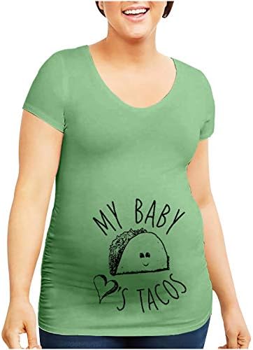 Дамски блузи за бременни, забавни ризи за бременни, летни блузи за бременни, тениска с кръгло деколте и къс ръкав