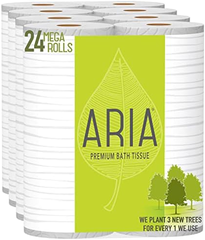 Aria Premium, чиста тоалетна хартия, 24 мега-ролка (4 опаковки по 6 мега-роли)