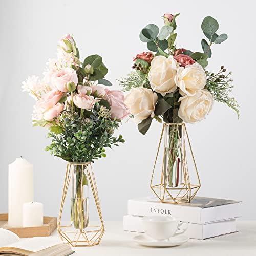 Златна ваза Grensuk за домашен интериор, Ваза за цветя, за декор, Геометрични вази за централните елементи, Златна стъклена