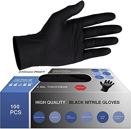 Черни Нитриловые ръкавици за Еднократна употреба, много са дебели, 4 Мил., Без латекс, Прах, Изключително трайни,