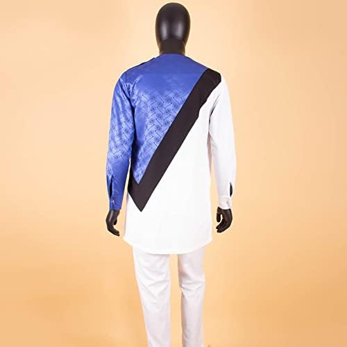 Африканска традиционно Облекло за Мъже, Блузи и Панталони в стил Дашики, Комплект от 2 теми, Tribal Спортен Костюм,