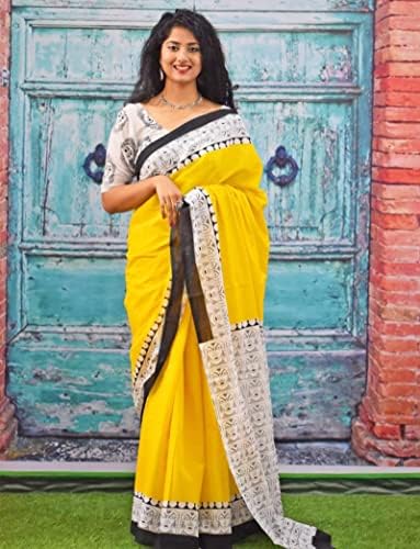 Сари с Принтом Ръчно изработени Peegli Indian Ikat с Блузкой Дамски Памучен опаковка от 4 Сари
