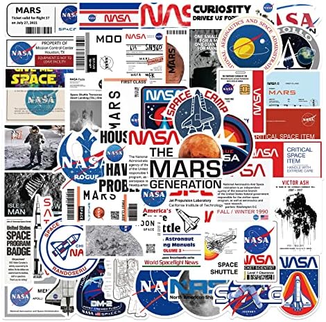 Стикер Астронавти на НАСА за лаптоп деца-тийнейджъри, 50 бр. в опаковка, Страхотен Водоустойчив Винил Стикер на Скейтборд,