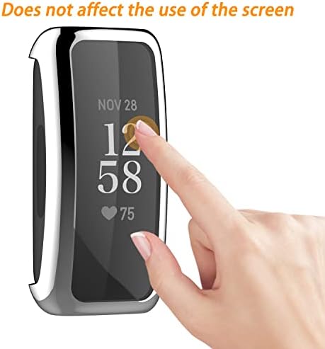 [2] Защитен калъф NOOETAH TPU на екрана, Съвместим с умни часовник Fitbit Inspire 2 (черен + прозрачен)