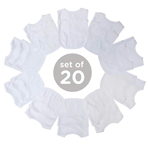 Чист решения Двуслойни хавлиени обикновена престилки за хранене бяло - 20 опаковки