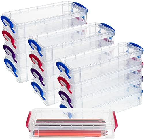 12 Опаковки Пластмасов молив случай Прозрачен молив случай е с Голям Капацитет, Штабелируемый Органайзер за Съхранение на