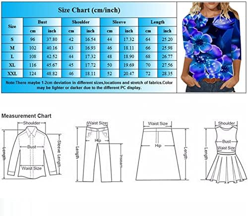 Върховете на размера на Плюс с 3/4 ръкав за жени, Модни Ризи с цветен Модел 2023, Ежедневни Тениски с кръгло деколте и ръкав