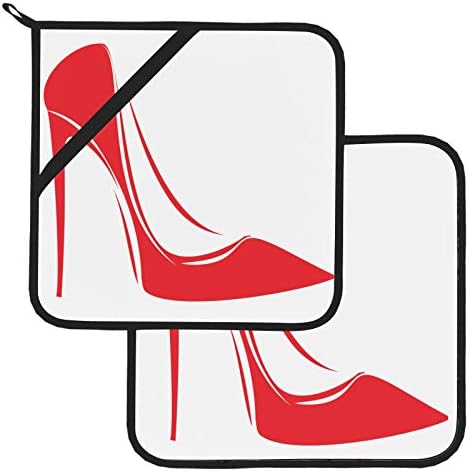 Дамски Елегантни Обувки на висок ток, кухненски ръкавици с джобове, Топлоустойчиви кухненски ръкавици с джобове 2 бр.,