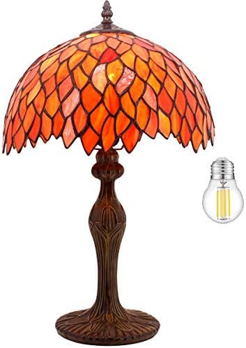Настолна Лампа Tiffany, Нощна Лампа от Витражного Стъкло, Червена Глициния, Памет, Ретро Традиционен Стил,