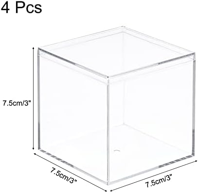 Прозрачна Акрилна Пластмасова Кутия за съхранение на MECCANIXITY, Квадрат, Куб, табло с капак, 7,1x7,1x7,1 см, Кутия-контейнер