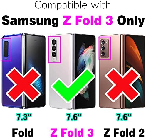 Asuwish Калъф за телефон Samsung Galaxy Z Fold 3-5 Г 2021 Свързани с портфейла си, Панти Държач за карти, Поставка, Здрав Слот,