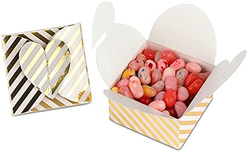 Подаръчни кутии за партита на ивици от блестящи златни фолио (2,6 х х 2,6 1,6 инча, 100 опаковки)