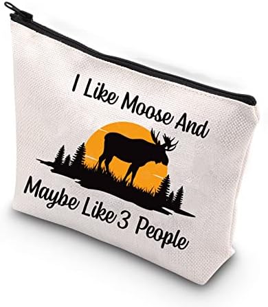 Косметичка MNIGIU Moose Подарък фен на moose Ми харесва Лосове И, възможно, като 3-ма човека, калъф с цип