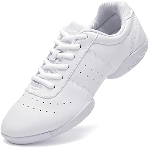 DADAWEN За възрастни и Младежи Бели Обувки за Черлидинга Спортни Спортни Тенис Маратонки Обувки за Подбадривания на събития