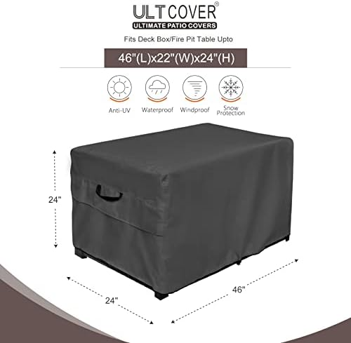 ULTCOVER Patio Deck Box Кутията Водоустойчив за Външно Правоъгълна Кутия за съхранение на Смола 63-78 Литра, 46L