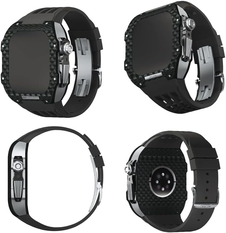 Калъф-каишка CNHKAU от въглеродни влакна за Apple Watch серия Band 44/45 мм, комплект за промяна на гумена каишка,