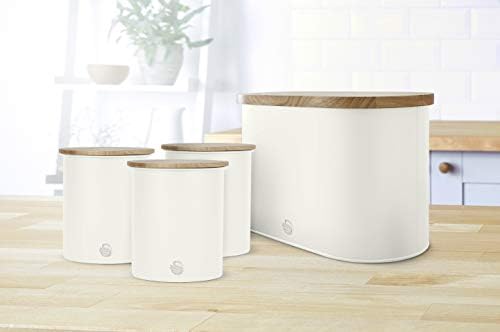 Набор от Nordic Swan Scandi от 3 кутии за съхранение на чай, кафе и захар, хлопчатобумажный бяло, стомана