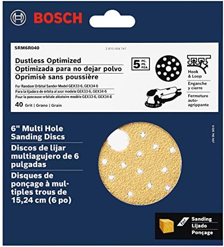 BOSCH SRM6R040 5 бр. Шлифовъчни дискове с няколко дупки с шкурка 6 инча 40
