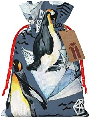 Чанти с завязками за коледни подаръци с участието на пингвин-камък-Торбички за опаковане на забавни подаръци, пликове за опаковане
