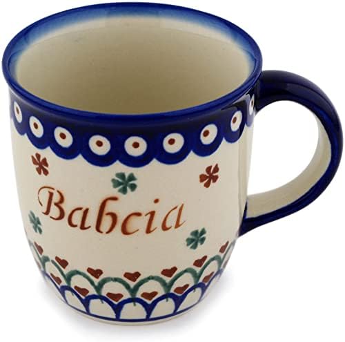 Полска керамика 11 грама Babcia - Бабушкина чаша (тема сърца и цветя) + Сертификат за автентичност