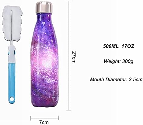 Бутилка за вода Galaxy, Бутилка за вода от неръждаема Стомана на 17 унции, С Двойни стени, С Вакуумна Изолация, Множество, Запечатани, Не съдържа BPA, 24 Часа на Студено и 12 ч