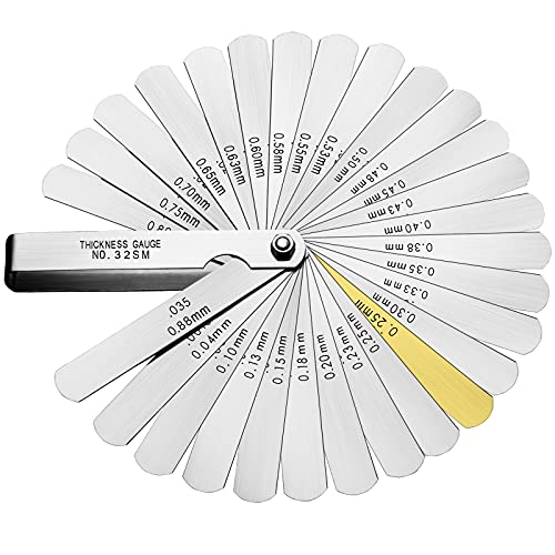 Универсален комплект щупов от неръждаема стомана, Дебелометрия, 32 нож, 0,04-0,88 mm (0,0015-0,035 инча), Метричен/Imperial,