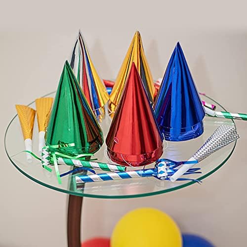 WOPPLXY 100 бр различни цветове Шапки за парти във формата на Конус, Метални Шапки за Парти в чест на Деня на раждане във формата