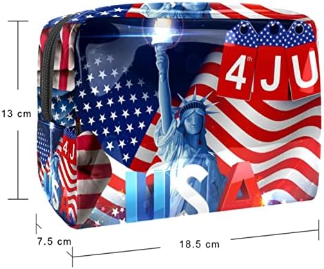TBOUOBT Козметични Пътни Чанти, Косметичка, Косметичка за Тоалетни принадлежности, Флаг на САЩ-Денят на Независимостта