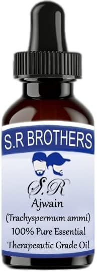 S. R Brothers Ajwain (Trachyspermum Ammi) Чисто и Натурално Етерично масло Терапевтичен клас с Капкомер 30 мл