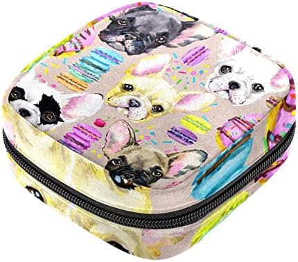 Чанта За Съхранение на Хигиенни Кърпички с Шарени Кучета, Преносим Чанта за Менструални Тампони за Момичета,